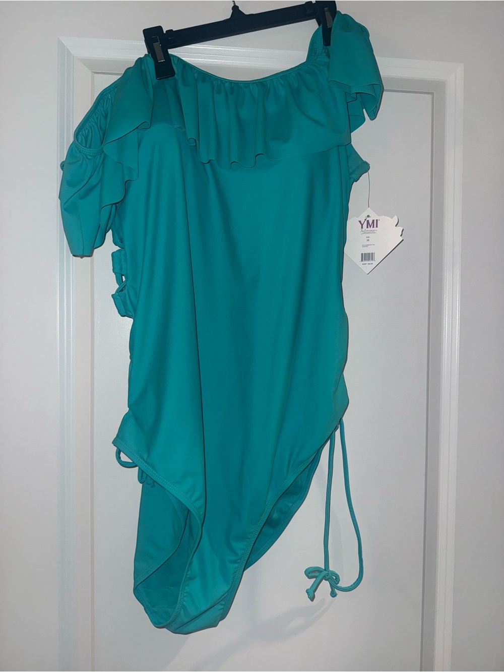 Xhilaration Teal One-Shoulder Ruffle Dress
